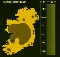 Distribution Map (dark areas indicate presence) and Flight Times of this species - \nNB See General Information page for accuracy information