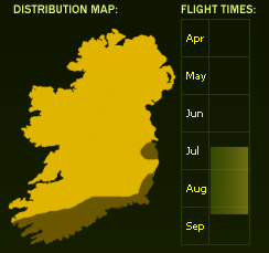 Distribution Map (dark areas indicate presence) and Flight Times of this species - \nNB See General Information page for accuracy information