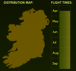 Distribution Map (dark areas indicate presence) and Flight Times of this species - \nNB See General Information page for accuracy information