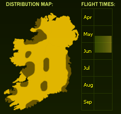 Distribution Map (dark areas indicate presence) and Flight Times of this species - \nNB See General Information page for accuracy information